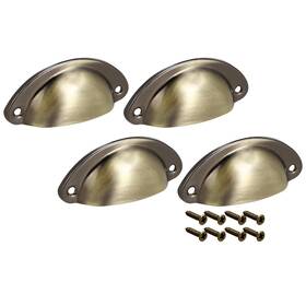 Zaplyte 609876728034 Cup Drawer Pull Kitchen Cabinet Handle Bronze Tone 66mm Hole Centers 4pcs