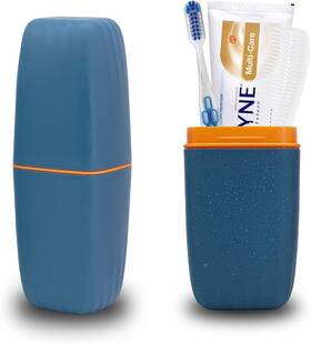 Wpus-018 Zorgons Toothbrush Cup Holder With Cover Travel Boothbrush Blue
