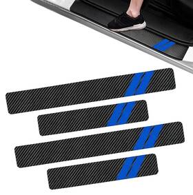 Zosfzt3333be-4pc Zosgrew 4 Pcs Car Door Sill Protector Carbon Fiber Pu Leather Prot