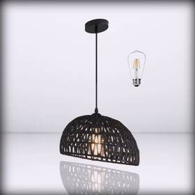 Zs-3218-b Ayshwilldec Black - Woven Pendant Light Boho Chandelier Fixt 12.2