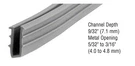 Glazing Vinyl 9/32" Channel Depth 5/32" To 3/16" Metal Opening - 1000' Roll Gray. Fixed Price $216.07.