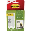 Command 15 Lb White Picture Hanging Strips Value Pack, Pairs 17206-12ES. Fixed Price $17.34.