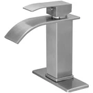 Bwe Waterfall Single Handle Low-arc Bathroom Faucet Brushed Nickel. Fixed Price $39.99.