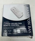 Hampton Bay White Universal 3SPD Damp Rated Ceiling Fan Remote Control W/ Dimmer. Fixed Price $22.49.