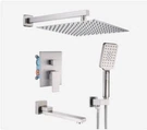 Casainc Ceiling Mount Dual Shower Heads W/ 3-SPRAY 12" Functions Brushed Nickel. Fixed Price $250.00.