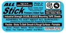 All Stick 2 Sided Mounting Tape Sheet 9" X 11.5" Adheres To Glass Window Doors. Fixed Price $12.95.
