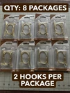 8-PACK Lot National Hardware N186-866 Coat Hat Hooks Polished Brass Gold Finish. Fixed Price $32.24.