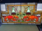 Very Fine Stained Glass Window Panel Lobster And Wine Seafood 45 X 24. Fixed Price $2000.00.