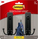 Command Matte Black Double Hooks, 2 Large,. Fixed Price $12.41.