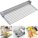 Searik Over The Sink Dish Drying Rack, Roll Up 17.7X11.8, Gray. Fixed Price $18.69.