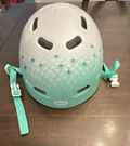 Pre-owned Bell Kids Helmet White Teal Adjustable 53-56CM Hard Shell, Yth 6/16. Fixed Price $9.99.