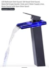 Led Bathroom Faucet, Black Waterfall Tall Vessel Sink 1 Hole .... Fixed Price $100.00.