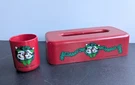 Vtg Set Of 2 Disney Mickey Minnie Mouse Christmas Tissue Box Cover Bathroom Cup. Fixed Price $21.00.