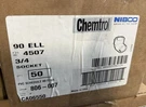 Nibco Chemtrol 3/4" Pvc Sch 80 90 Degree Elbow Socket (qty 50). Fixed Price $284.05.