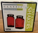 Rsvp Jumbo Retro Glass Salt & Pepper Set, Stainless Steel Lid, 8OZ, Red Freeship. Fixed Price $27.58.