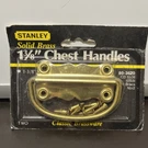 Stanley Solid Brass Chest Handles Nip 80-3620 Set Of 2- 1 3/8 Ht. Inch Width. Fixed Price $20.00.