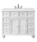 Hampton Harbor Single Sink Freestanding Bath Vanity White With Marble Top. Fixed Price $975.00.