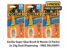 Gorilla Super Glue Brush & Nozzle 10G (3 Pack) Fast Bond Free Shipping. Fixed Price $19.50.