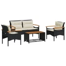Garden Dining Set Black Poly Rattan Solid Acacia Wood Vidaxl. Fixed Price $269.99.