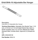 Orbit BHA-16 Adjustable Junction Box Bar Hanger. Fixed Price $100.00.