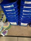 Storex Large Book Stackable Cubby Bin, 6-PACK Blue. Fixed Price $27.50.