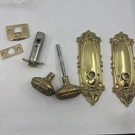 Nostalgic Warehouse Victorian Long Plate With Knob In Polished Brass. Fixed Price $76.50.
