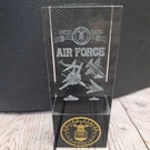United States Air Force 3D Etched Glass Block Paper Weight 5IN X 2IN Gold Seal. Fixed Price $15.03.