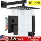 Black Shower Faucet Set 10" Rainfall Head Combo System With Mixer Valve. Fixed Price $64.98.