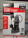New Everbilt 1/4 Hp Submersible Sump Pump HDSP25V. Fixed Price $76.55.