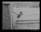 Railroad Worker Cleaning Tank Car 1930S Harbor Water Hose Aerial View. Fixed Price $13.49.