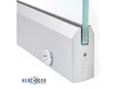 Tapered Door Rail 35-3/4" With Lock Glass Satin Anodized. Fixed Price $451.71.
