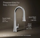 Kohler Tone Touchless K-23766-CP Pull Down Spray Kitchen Faucet Polished Chrome. Fixed Price $472.50.