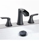 Sanliv Matte Black Waterfall Bathroom Faucet 3 Hole, 4-16 Inch Widespread. Fixed Price $51.00.