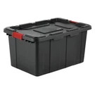 Sterilite Storage Tote 27 Gal Stackable Bin W/ Lid Black Red Heavyduty Organizer. Fixed Price $44.70.