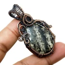 Dot Rutile Gemstone Copper Pendant Handcrafted Wire Wrap Antique Jewelry 2.1" F9. Fixed Price $8.99.