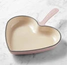 Creuset Enameled Cast Iron Heart Skillet Pan Chiffon Pink 10.5 Inch. Nib. Fixed Price $129.00.