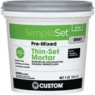 Custom Building Products Simpleset Quart Gray Pre-mixed Thin-set Mortar Cttsgqt. Fixed Price $12.81.
