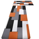 Orange Black Grey White Kitchen Rugs And Mats Set Of 2 Cushioned Anti Fatigue.... Fixed Price $42.92.