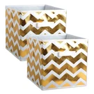 Dii Non Woven SET/2 Collapsible Poly Storage Cube, Gold Chevron, 11X11X11"H. Fixed Price $15.99.