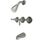 Kingston Brass KB238AL Three Handles Tub-shower Faucet Satin Nickel Finish. Fixed Price $172.71.