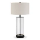 Henn&hart 28" Tall Table Lamp With Fabric Shade In Blackened Bronze/white, La.... Fixed Price $81.27.