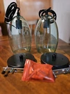 Doraimi 2 Pack Clear Blue Glass Pendant Lights Espresso Finish. Fixed Price $30.00.