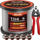 Celynd Stainless Steel Cable Railing - 500FT 1/8 T316 Wire Rope For.... Fixed Price $108.20.