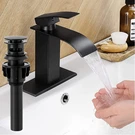 Black Widespread Bathroom Sink Faucet Basin 3 Hole Vanity Mixer Waterfall Tap. Fixed Price $24.58.