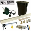 75 Ft Basement Waterproofing System-baseboard Channel-sump Pump-basin-complete. Fixed Price $1799.95.