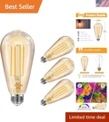 Elegant 4 Pack Dimmable Amber Warm Led Edison Bulbs - 8W Power, 15,000 Hours. Fixed Price $21.84.