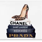 Rectangular Canvas Art Fashion Books And Leopard Print Designer Shoe. Fixed Price $41.99.
