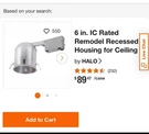 Halo Recessed Lighting Cans 6" Ic Rated Remodel Housing For Ceiling. Fixed Price $12.00.