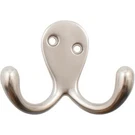 Set Of 4 Double Prong Robe Hooks Hangers Satin Nickel By Stone Harbor Hardware. Fixed Price $9.95.