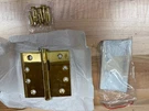Deltana Solid Hinges, DSB43-UNL, Unlacquered Brass, X Square. Fixed Price $50.00.
